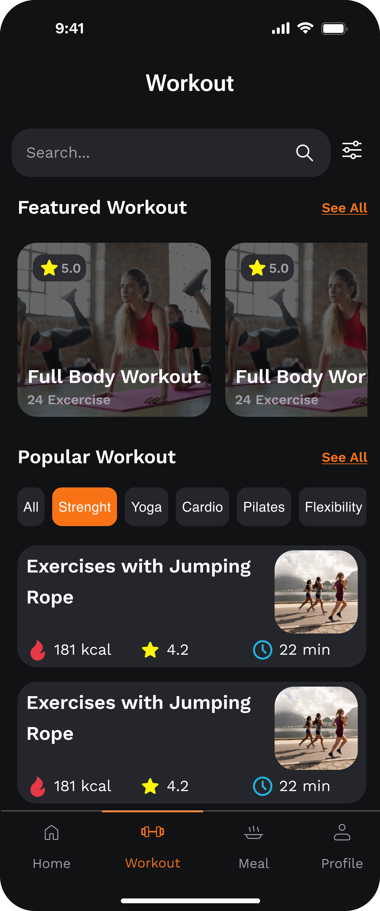 Workout Tab