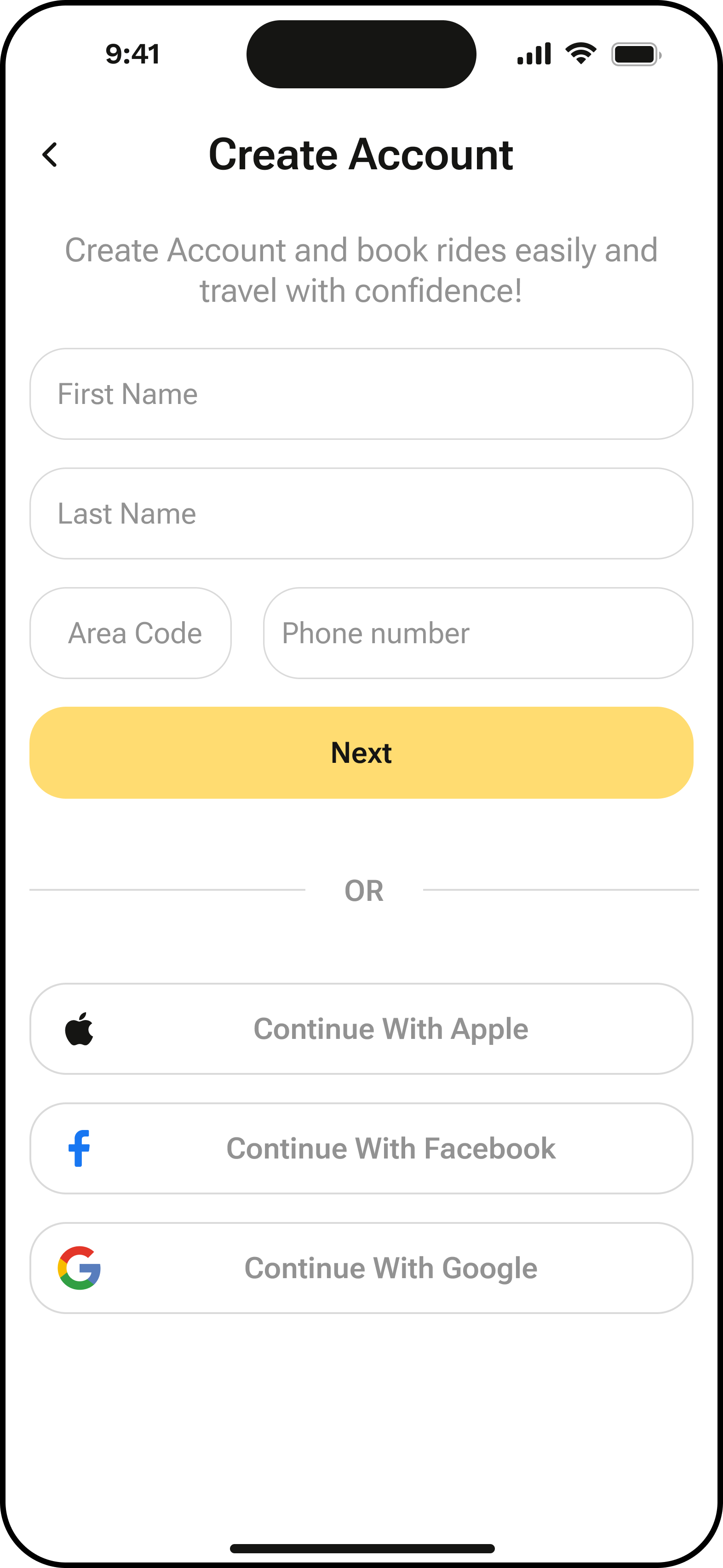 Create Account Empty